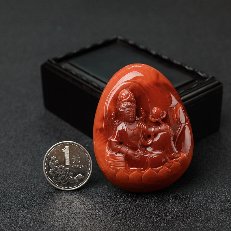 南红观音吊坠-红掌柜