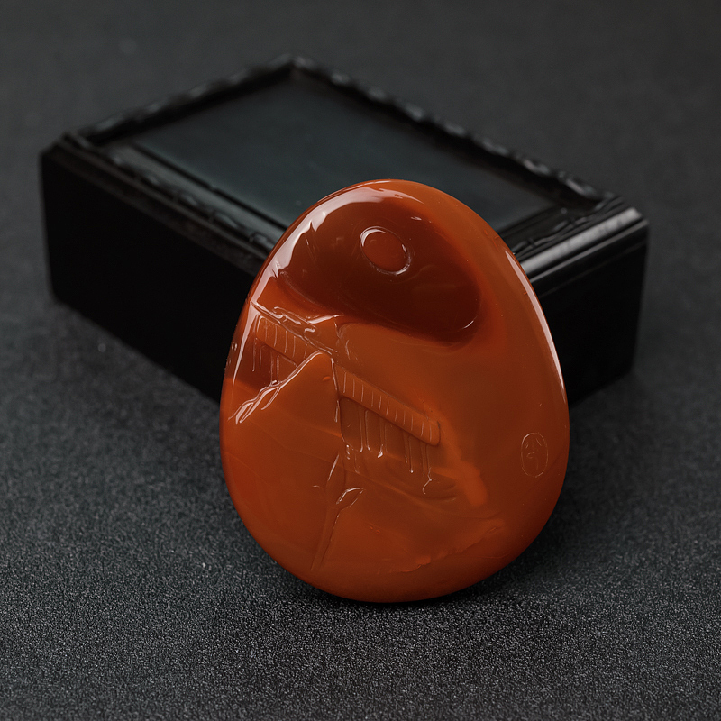 川料天然南红老子出山吊坠-红掌柜