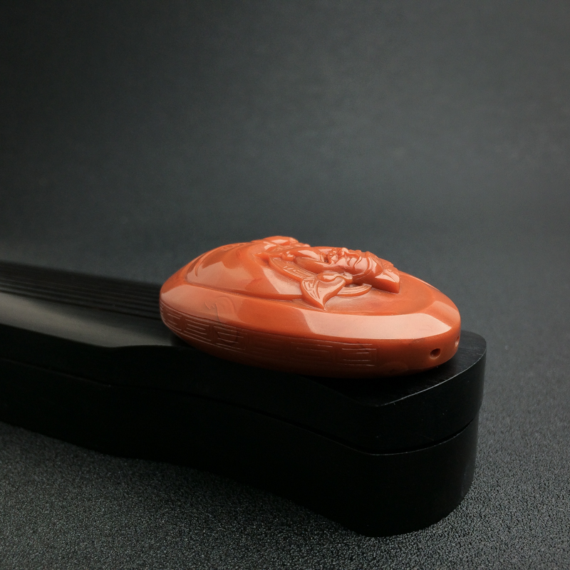 川料天然柿子红南红吊坠-红掌柜