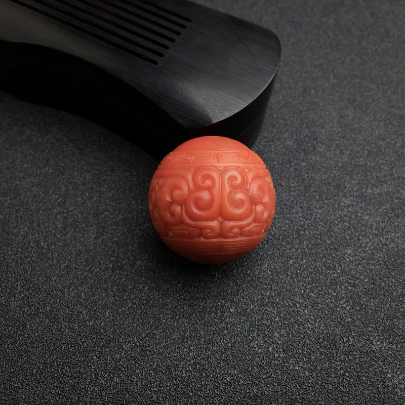 28.5mm天然柿子红南红龙头珠吊坠-红掌柜