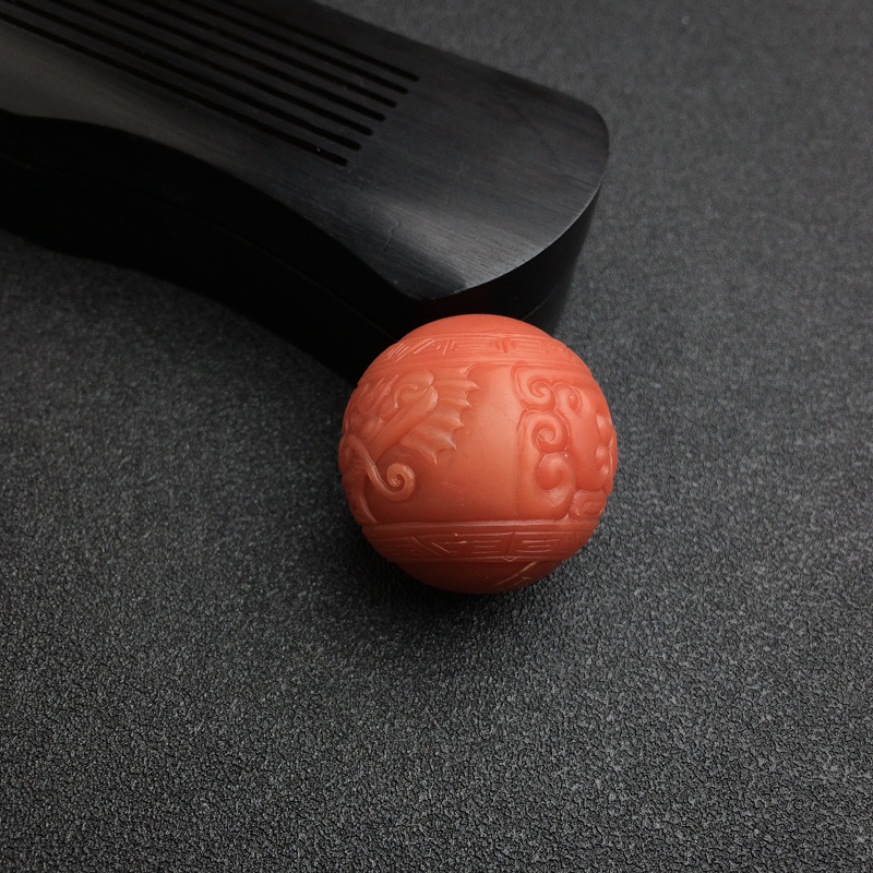 28.5mm保山柿子红南红龙头珠吊坠-红掌柜