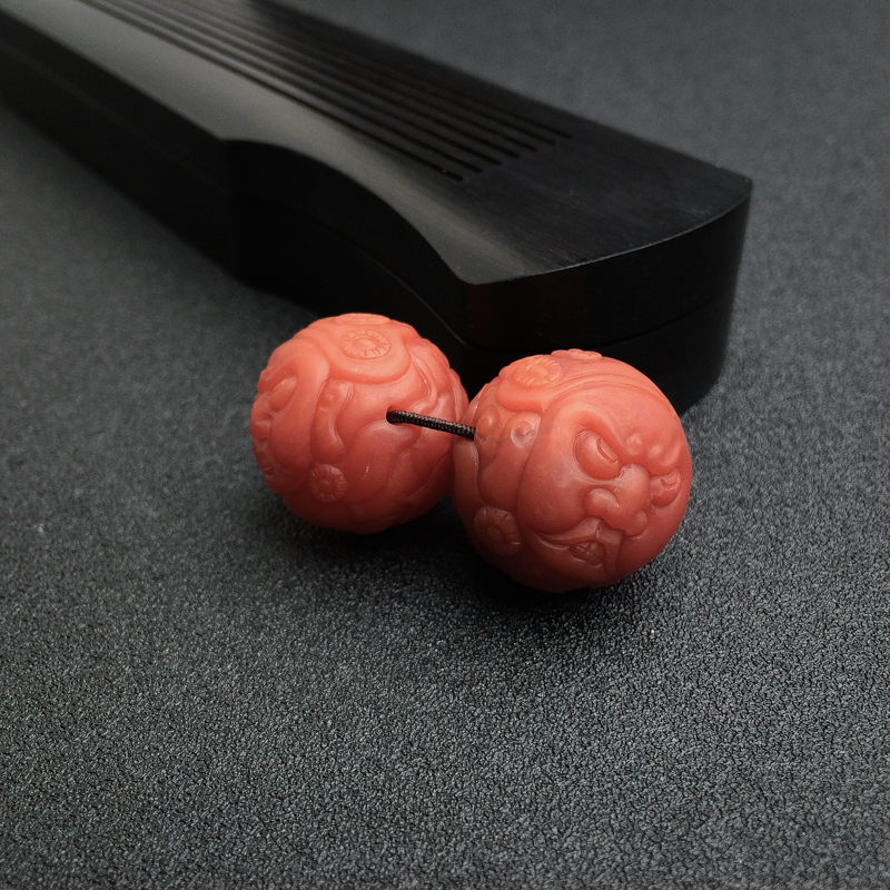 保山柿子红南红黄财神圆珠吊坠-红掌柜