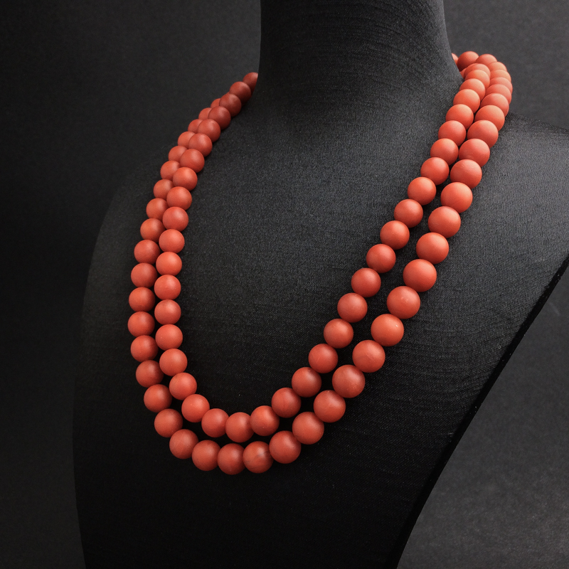 9mm天然柿子红南红佛珠-红掌柜
