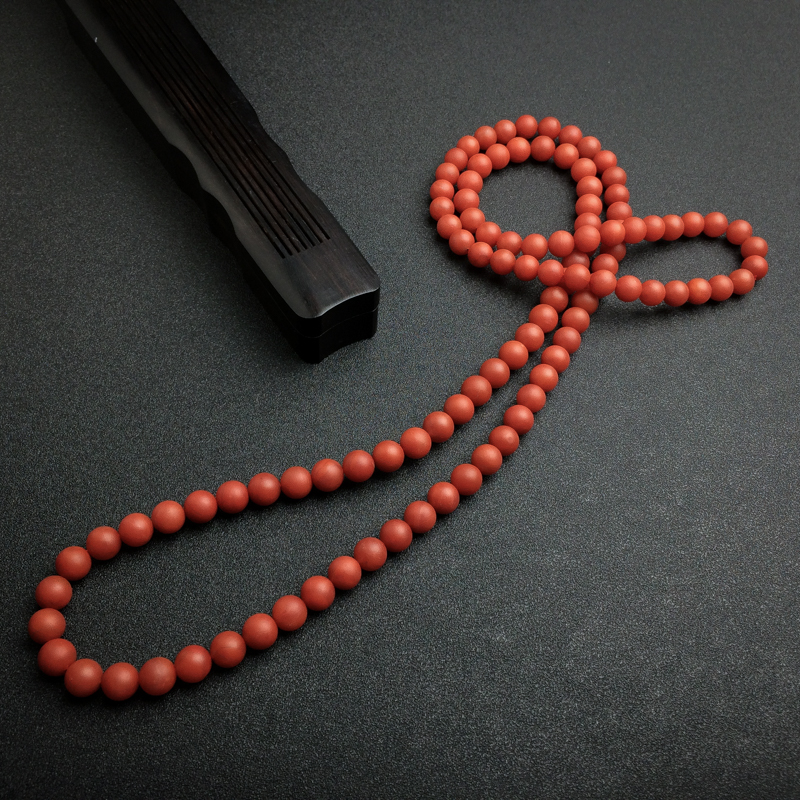 9mm保山天然南红佛珠-红掌柜