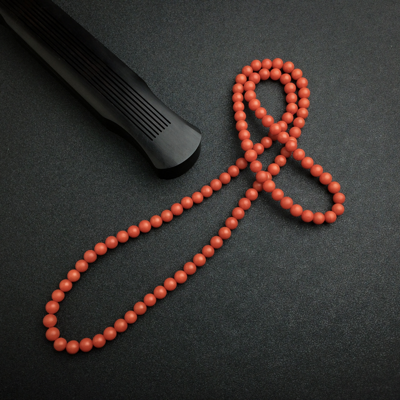 8mm保山天然柿子红南红佛珠-红掌柜