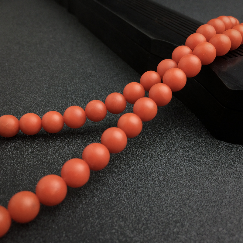 天然柿子红南红佛珠-红掌柜