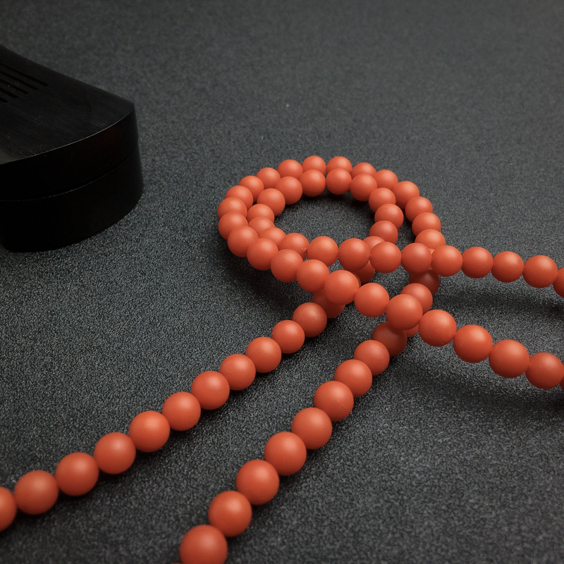 6mm天然柿子红南红佛珠-红掌柜