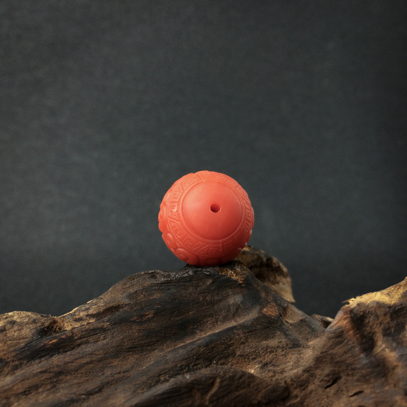 保山柿子红南红回纹珠 - 红掌柜