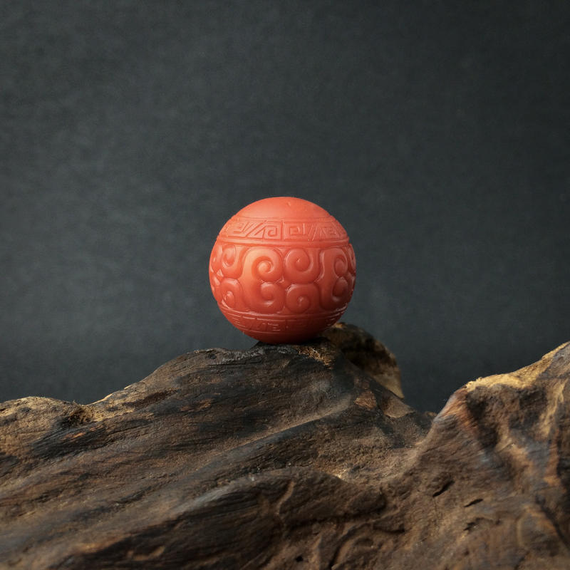 天然柿子红南红回纹珠 - 红掌柜