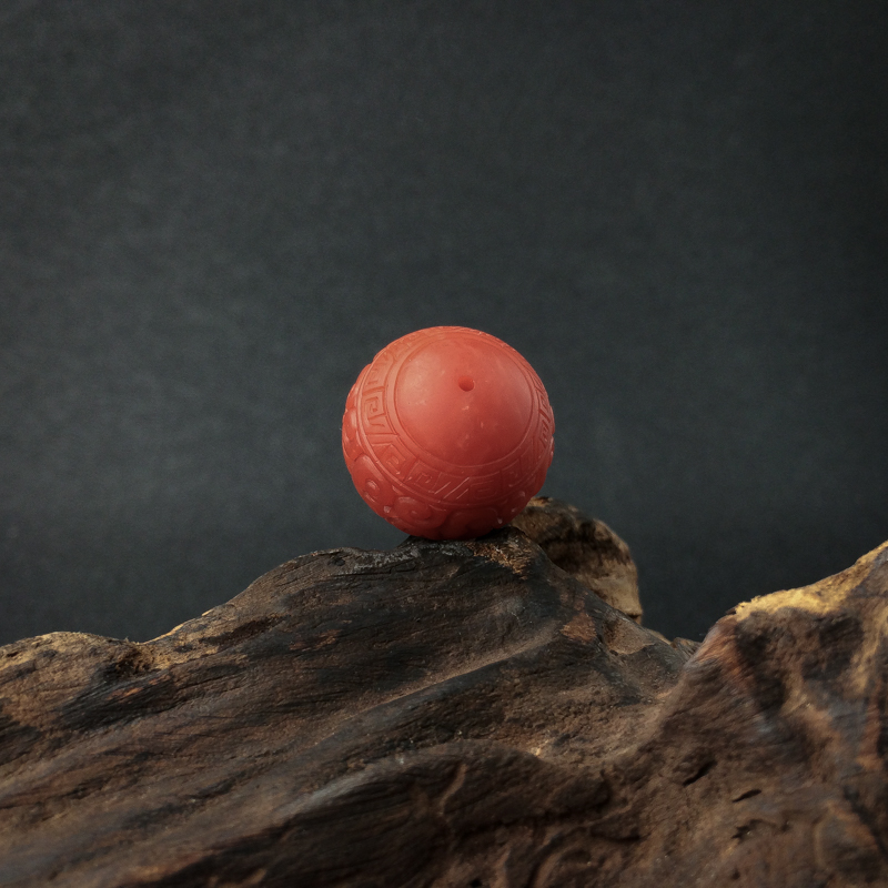 保山柿子红南红回纹珠 - 红掌柜