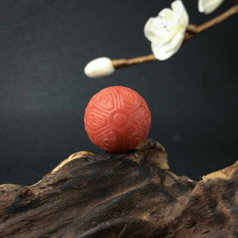 南红黄财神圆珠 - 红掌柜