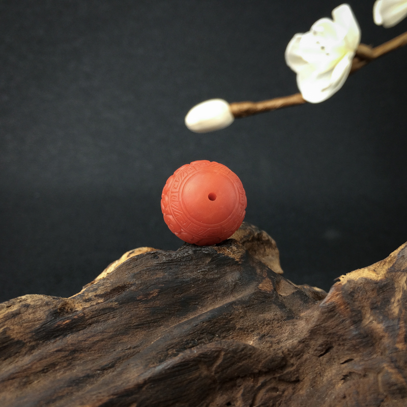 保山柿子红南红回纹珠 - 红掌柜