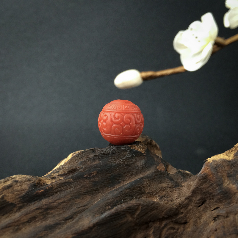 天然柿子红南红回纹珠 - 红掌柜