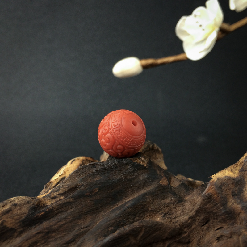 保山柿子红南红回纹珠 - 红掌柜