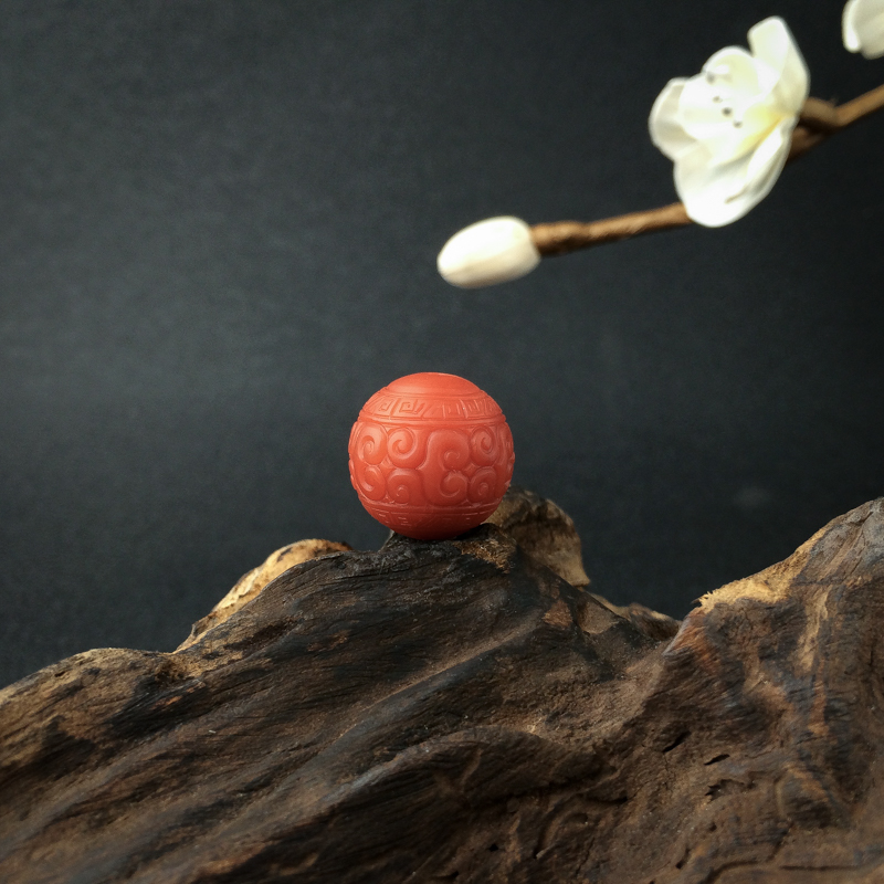 天然柿子红南红回纹珠 - 红掌柜