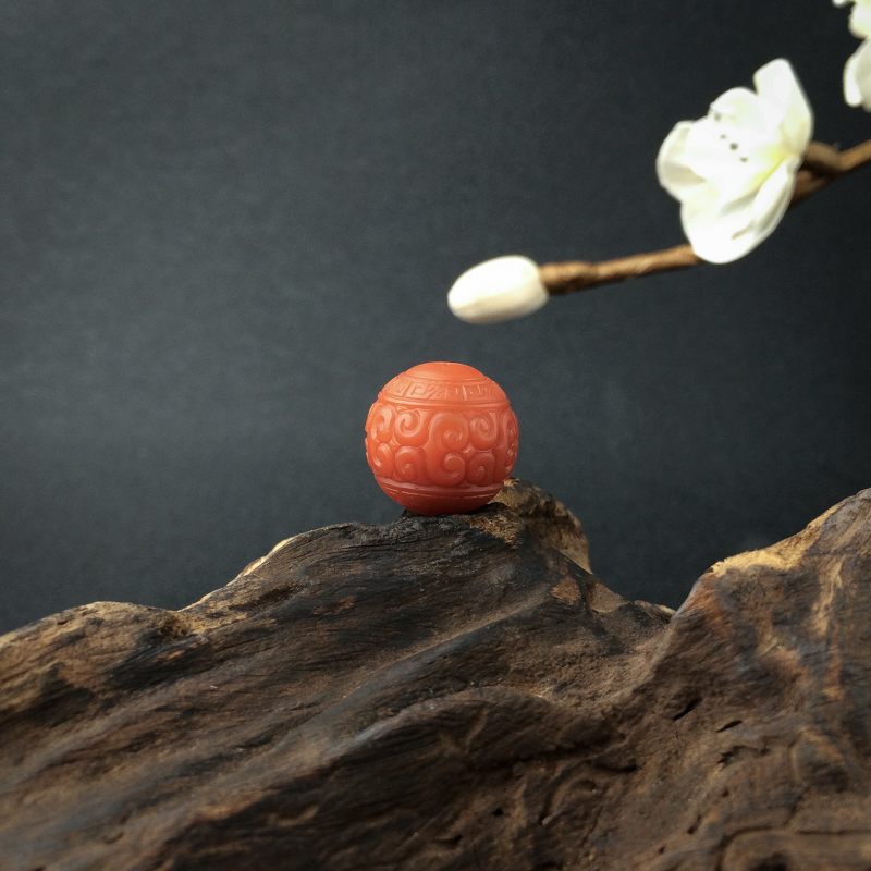 天然南红回纹珠-红掌柜