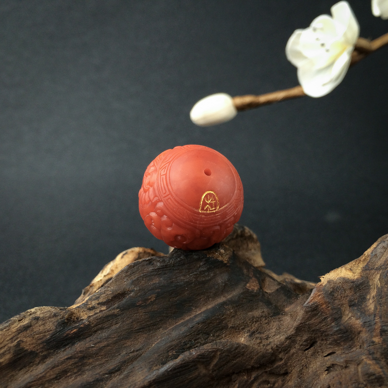 天然柿子红南红龙头珠 - 红掌柜
