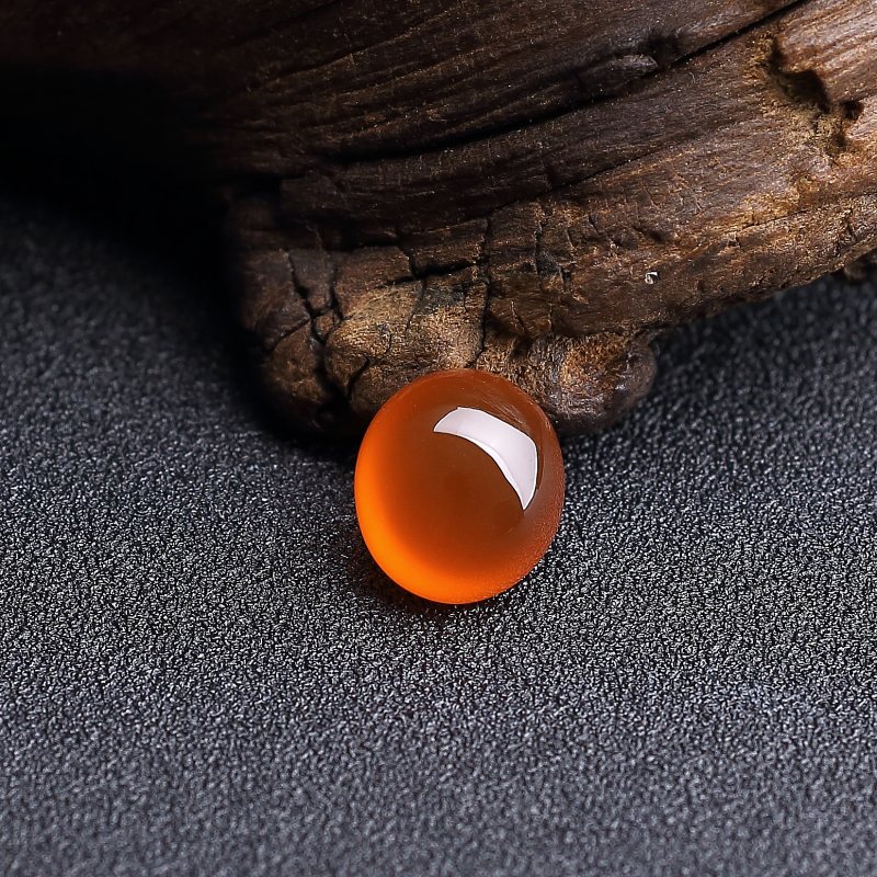 保山天然柿子红南红戒面-红掌柜