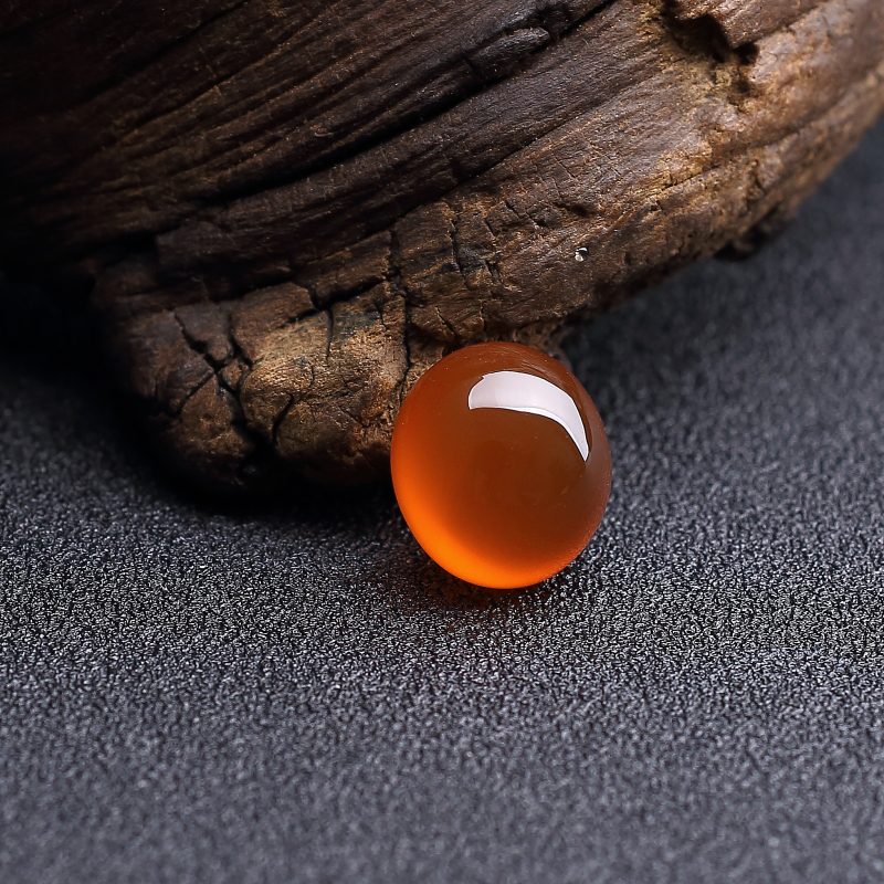 天然柿子红南红戒面-红掌柜