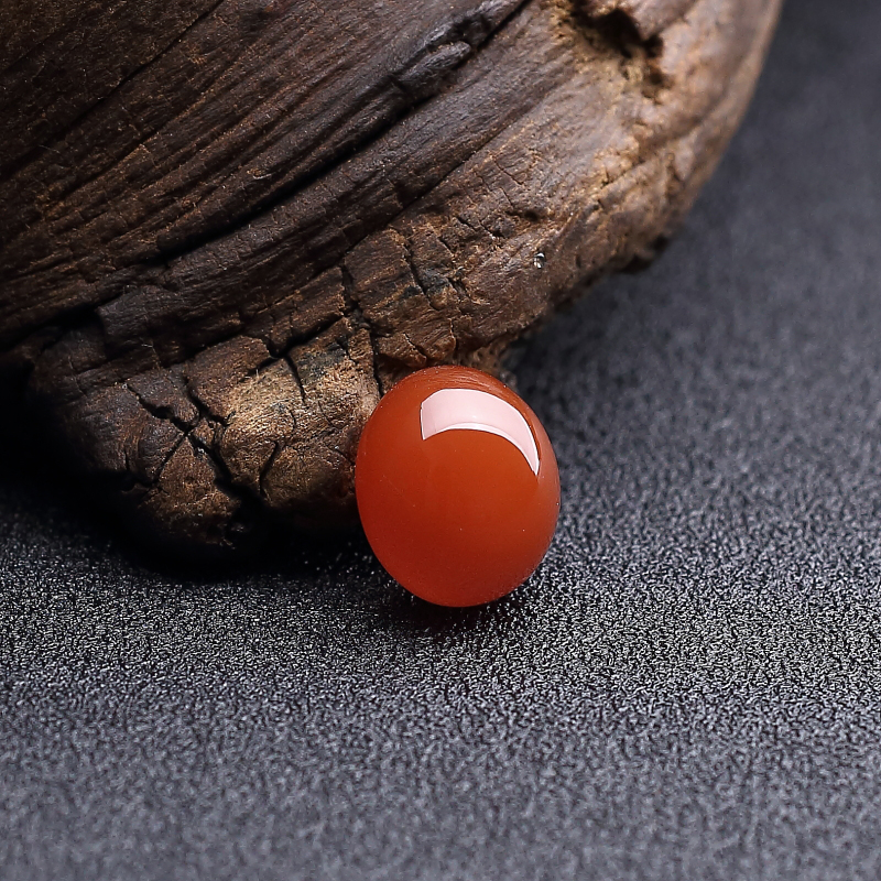 天然柿子红南红戒面-红掌柜