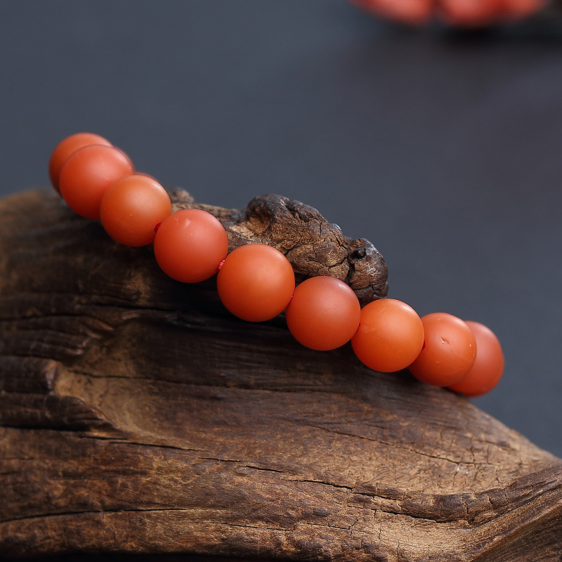 天然柿子红南红手串-红掌柜