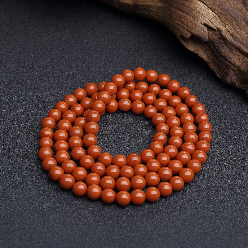 7.5mm柿子红南红佛珠-红掌柜