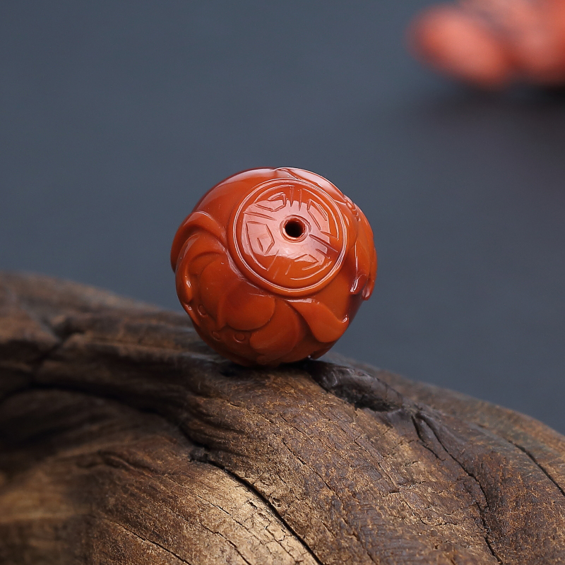 天然南红圆珠-红掌柜