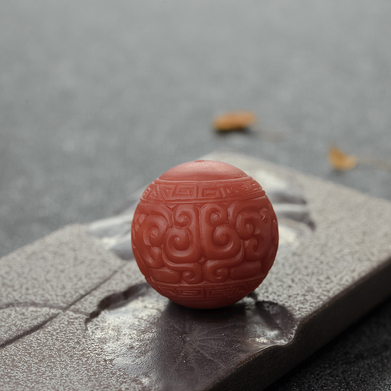 保山柿子红南红龙头圆珠-红掌柜