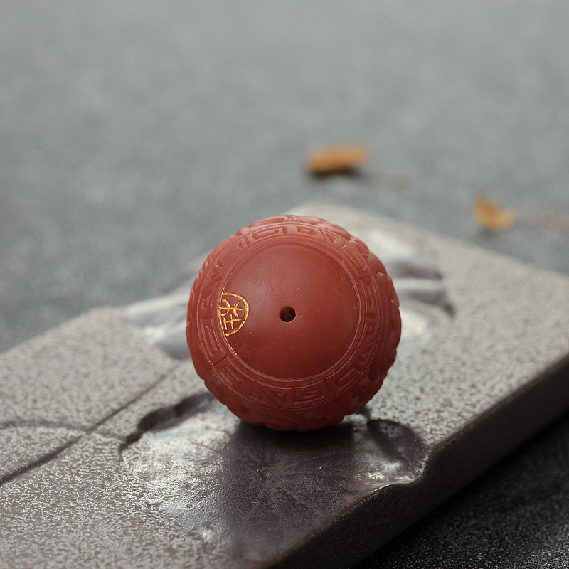 保山南红龙头圆珠-红掌柜