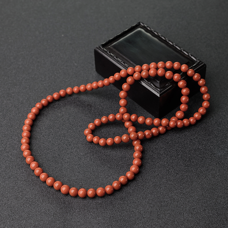 7mm柿子红南红项链-红掌柜