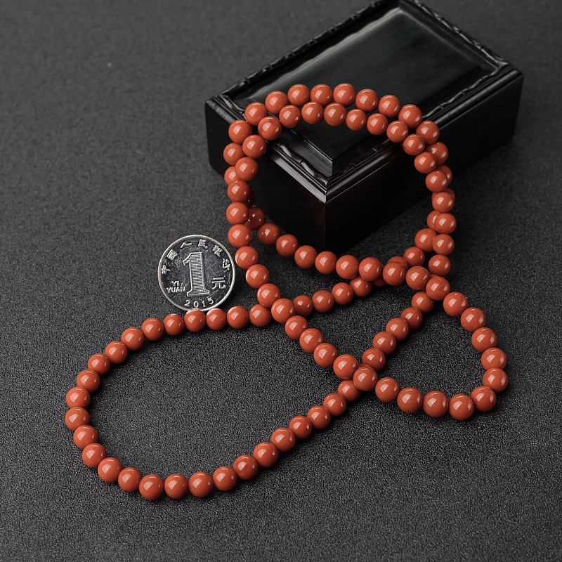 天然柿子红南红项链-红掌柜