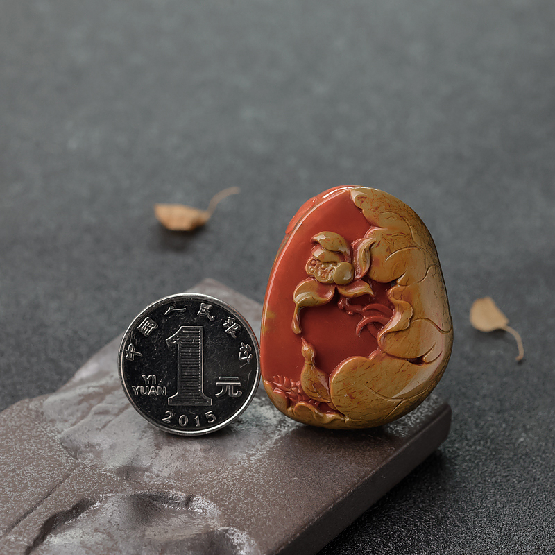 天然南红花开富贵吊坠-红掌柜