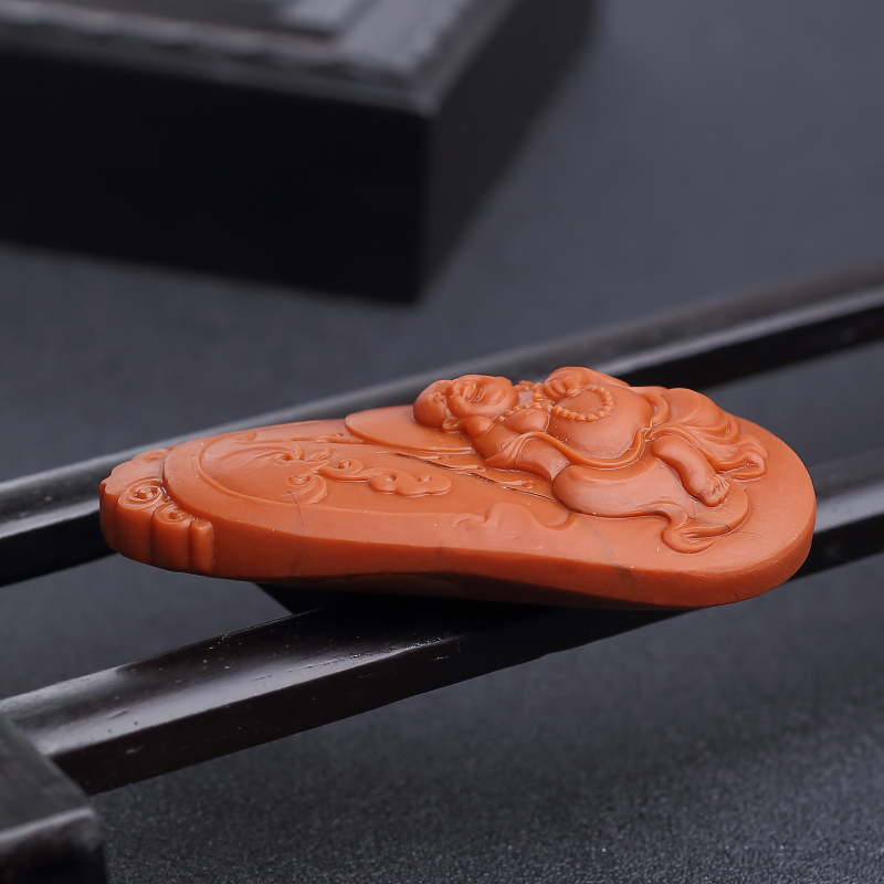 川料天然柿子红南红吊坠-红掌柜