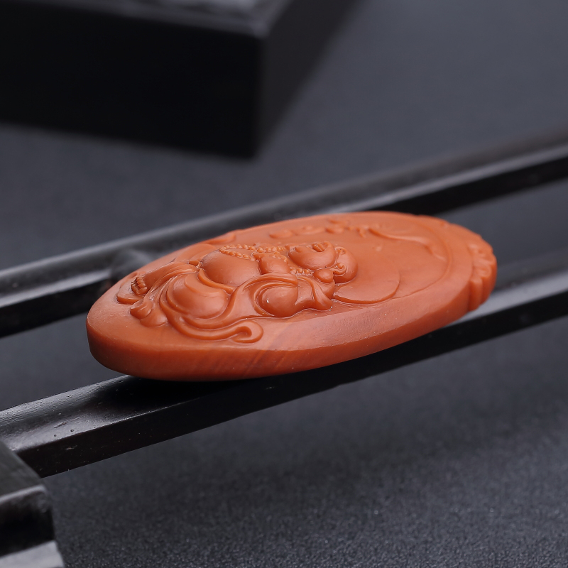 柿子红南红弥勒佛吊坠-红掌柜