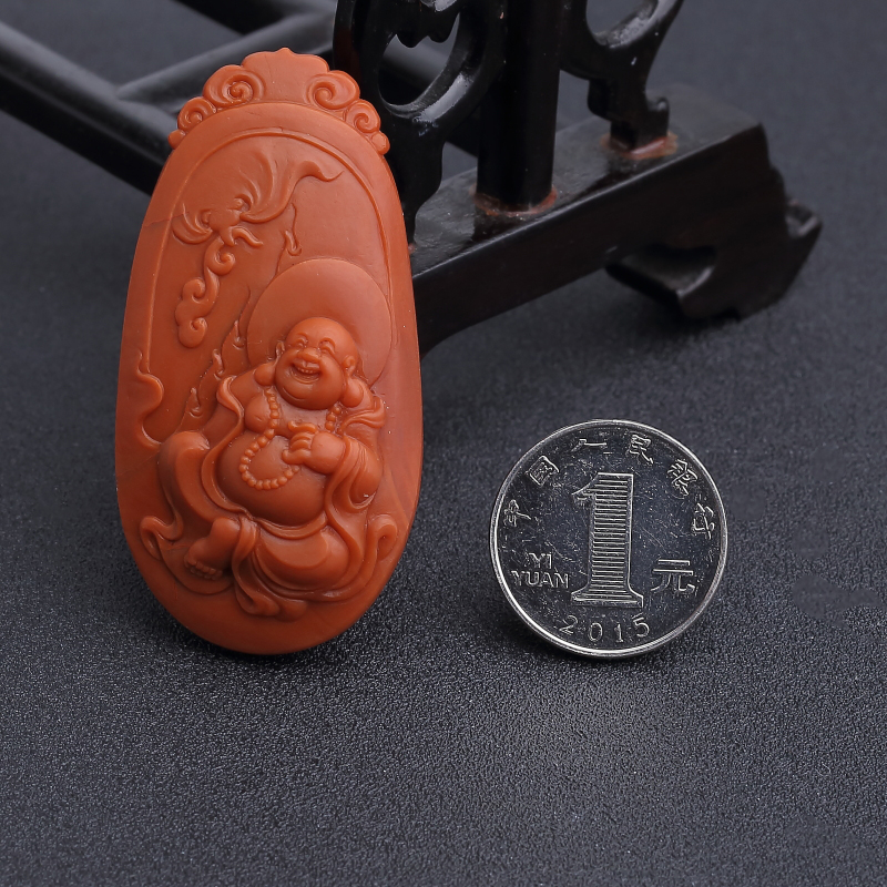 川料柿子红南红吊坠-红掌柜