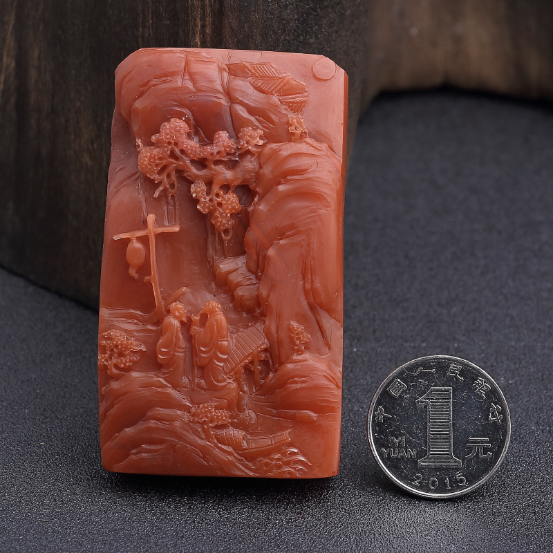 川料柿子红南红吊坠-红掌柜