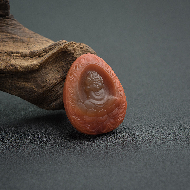 天然柿子红南红宝宝佛吊坠-红掌柜