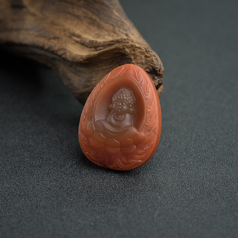 川料柿子红南红宝宝佛吊坠-红掌柜