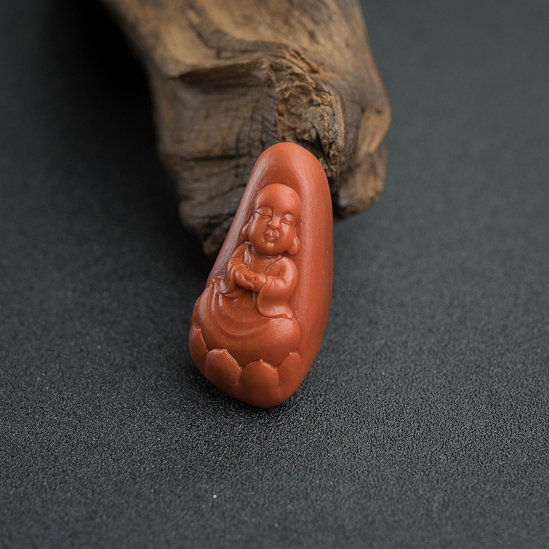 川料柿子红南红宝宝佛吊坠-红掌柜