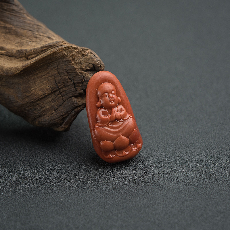 天然柿子红南红宝宝佛吊坠-红掌柜