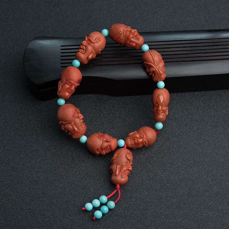 柿子红南红罗汉头手串-红掌柜