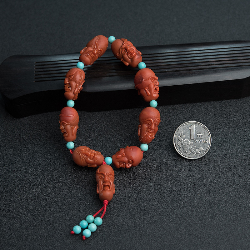 保山天然南红罗汉头手串-红掌柜
