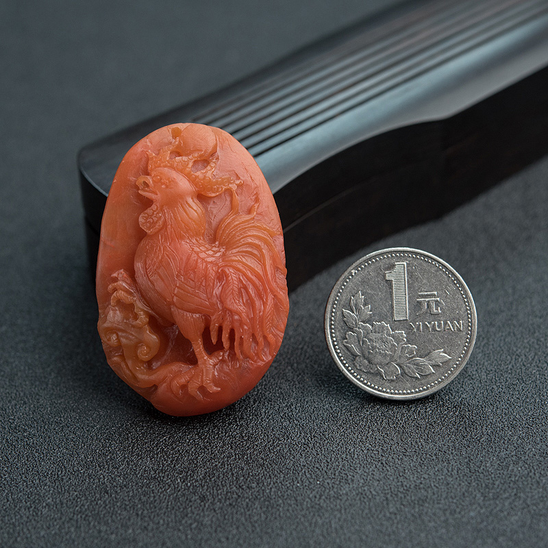 保山南红雄鸡吊坠-红掌柜