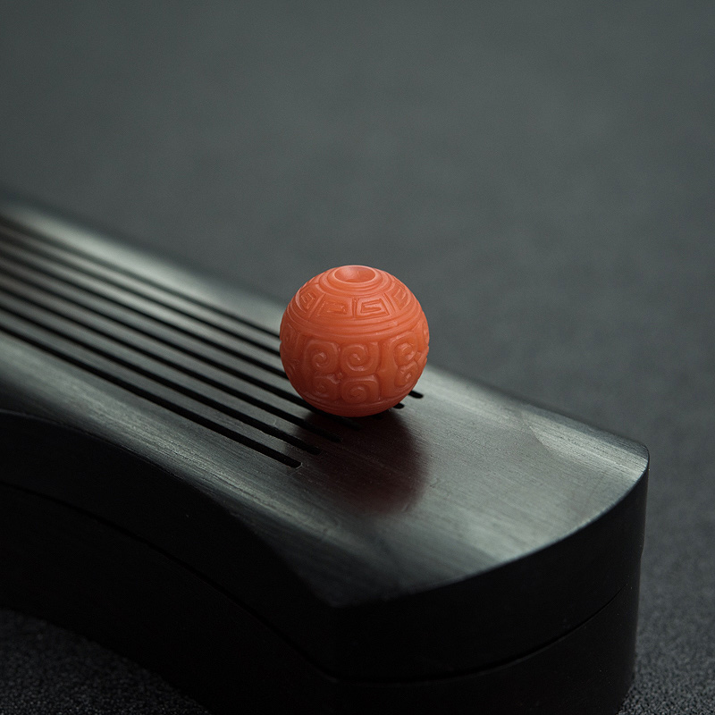 保山柿子红南红回纹珠-红掌柜