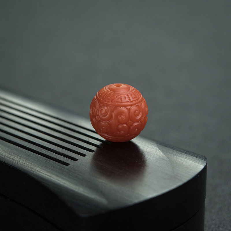 波罗的海柿子红南红回纹珠-红掌柜