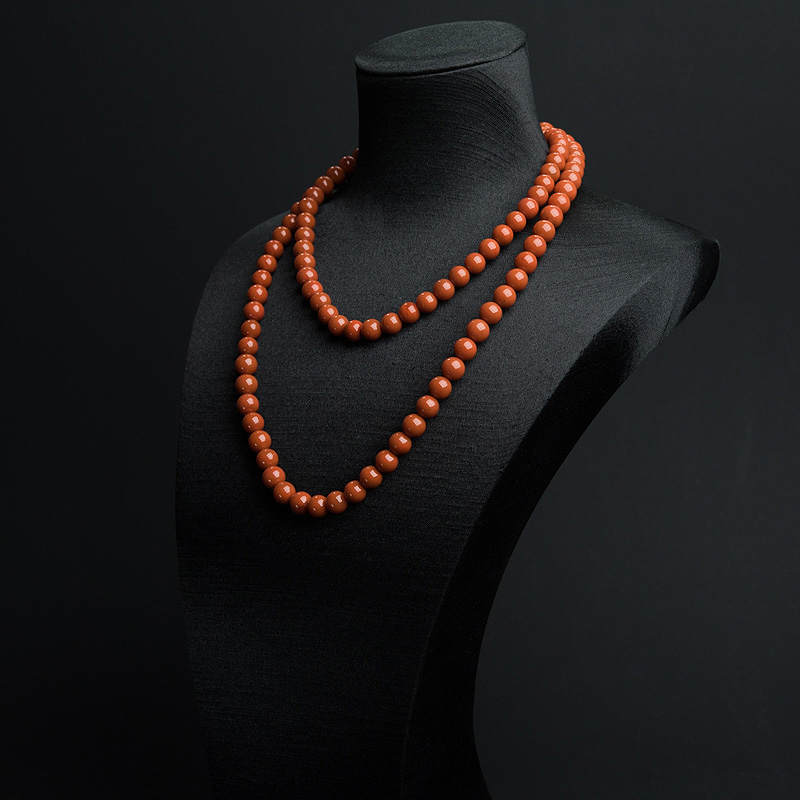 天然柿子红南红长链-红掌柜