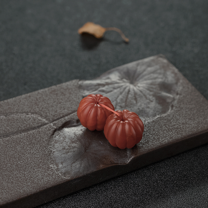 南红南瓜珠（两件）-红掌柜