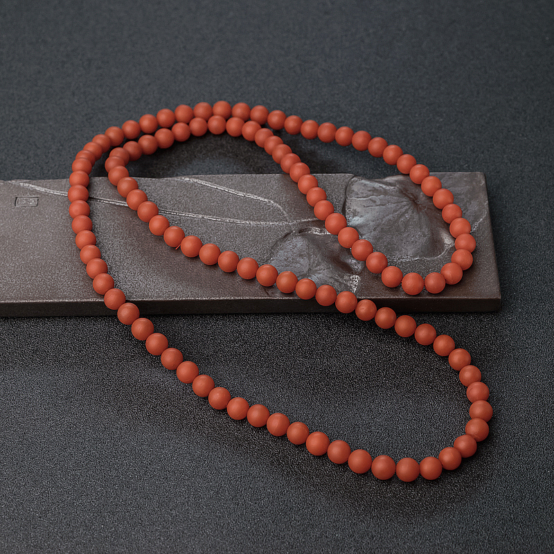 7.5mm柿子红南红珠链-红掌柜