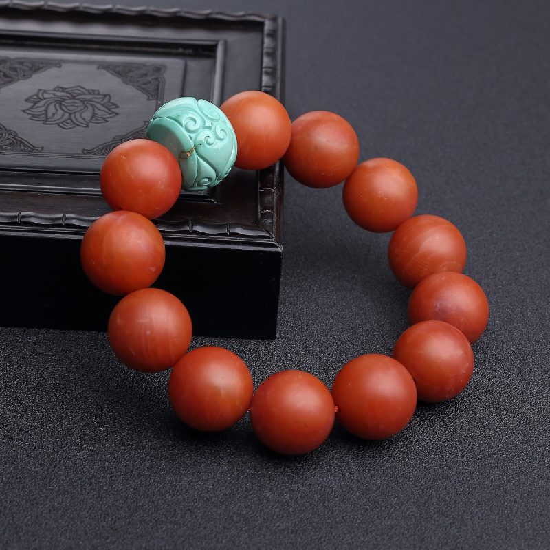 保山柿子红南红单圈手串-红掌柜