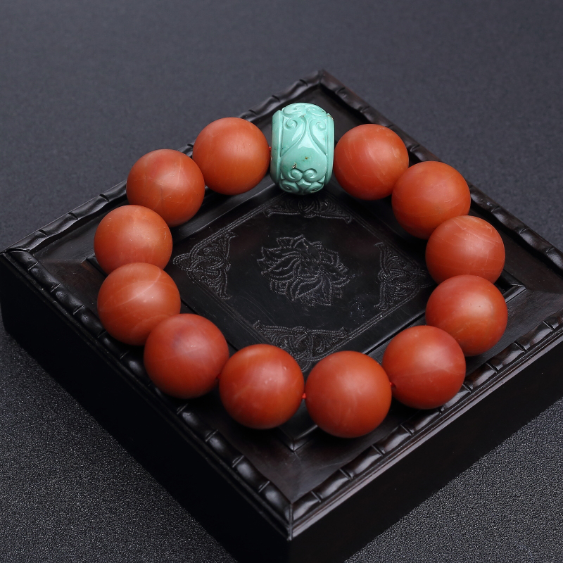 保山天然南红单圈手串-红掌柜